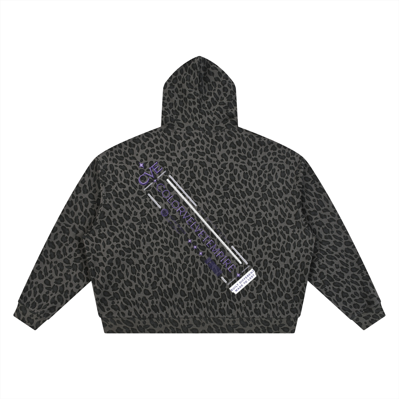 Unisex Leopard Print Waffle Full Zip Hoodie