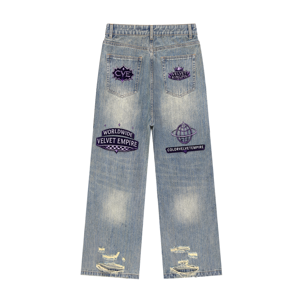 Vintage Wash Distressed Denim Jeans