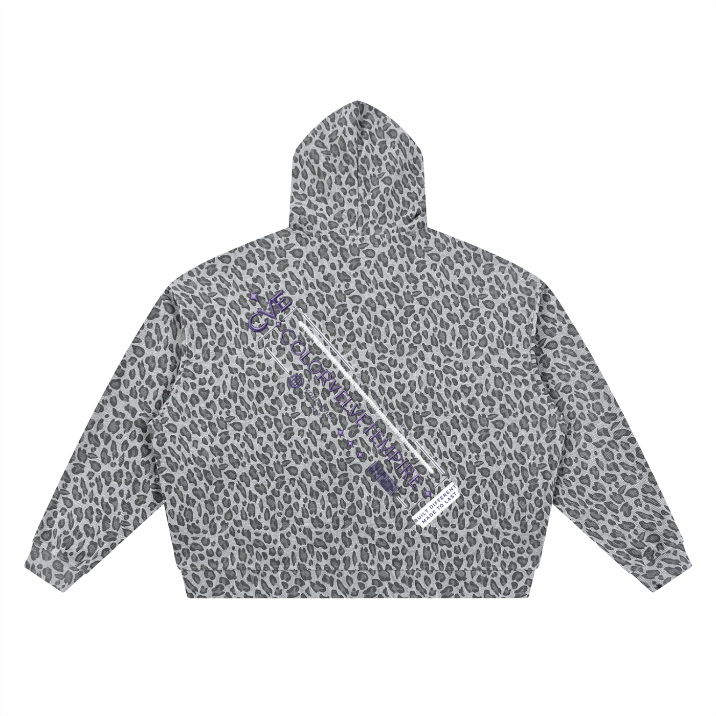 Unisex Leopard Print Waffle Full Zip Hoodie