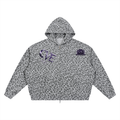 Unisex Leopard Print Waffle Full Zip Hoodie