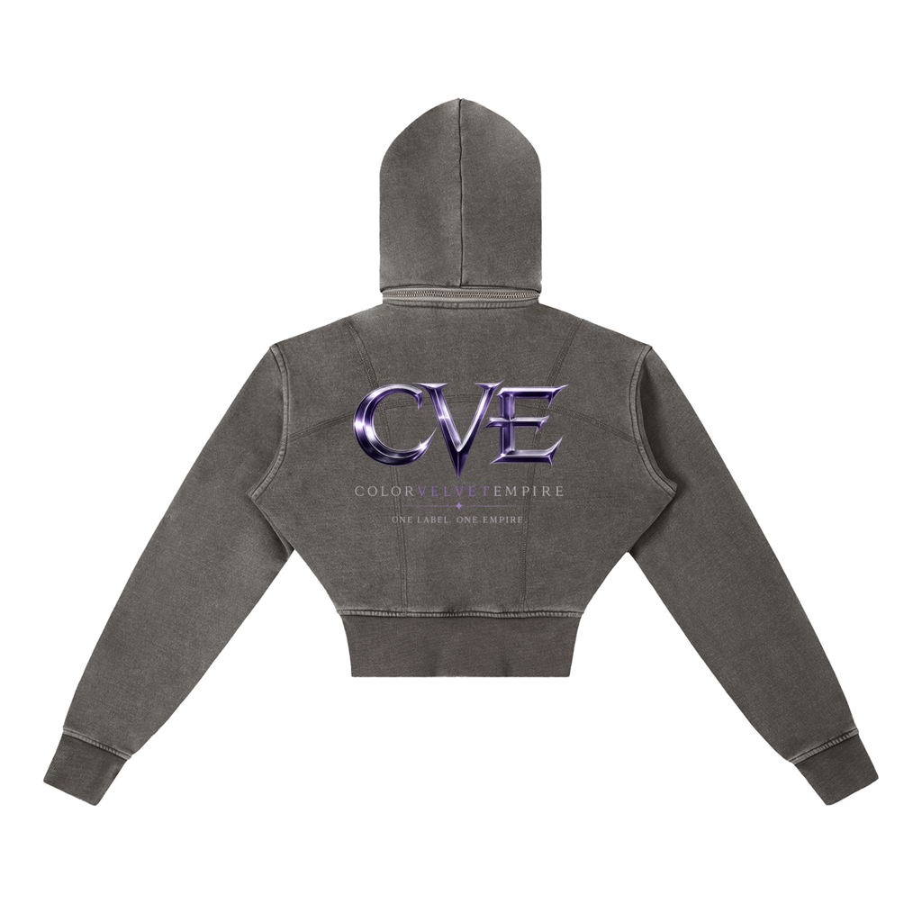 Vintage Washed Cropped Fleece Hoodie