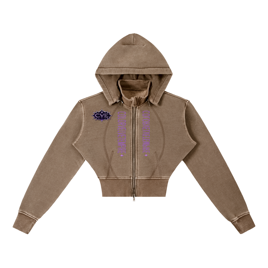 Vintage Washed Cropped Fleece Hoodie
