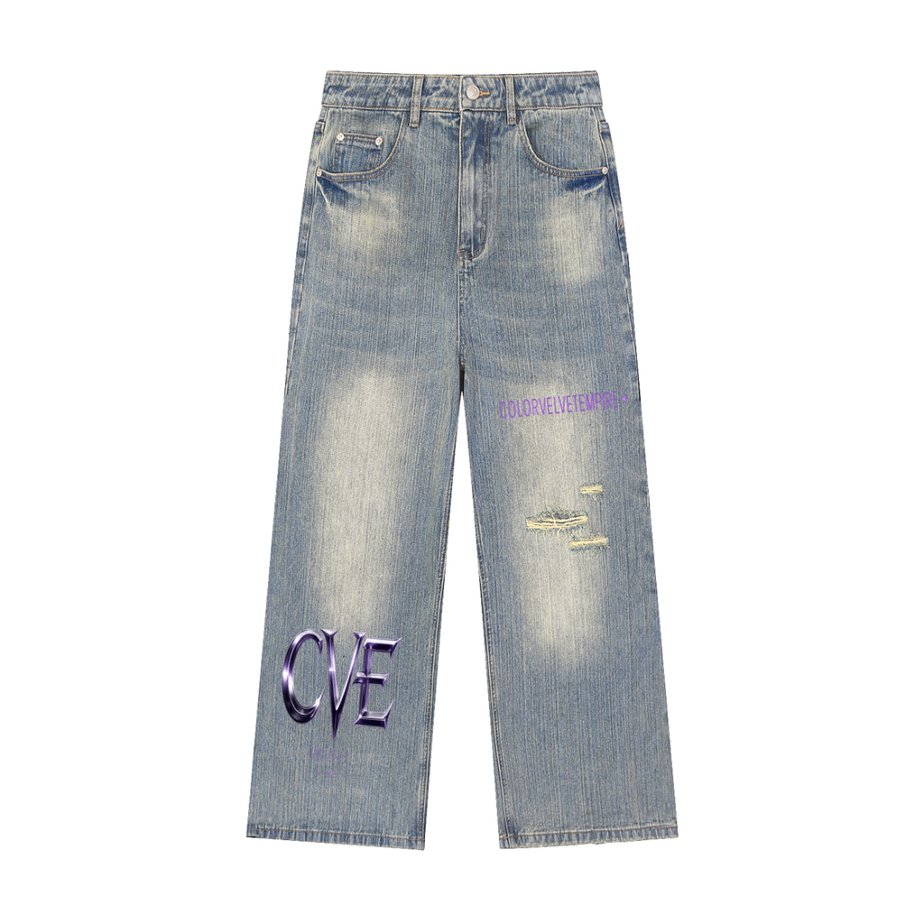 Vintage Wash Distressed Denim Jeans