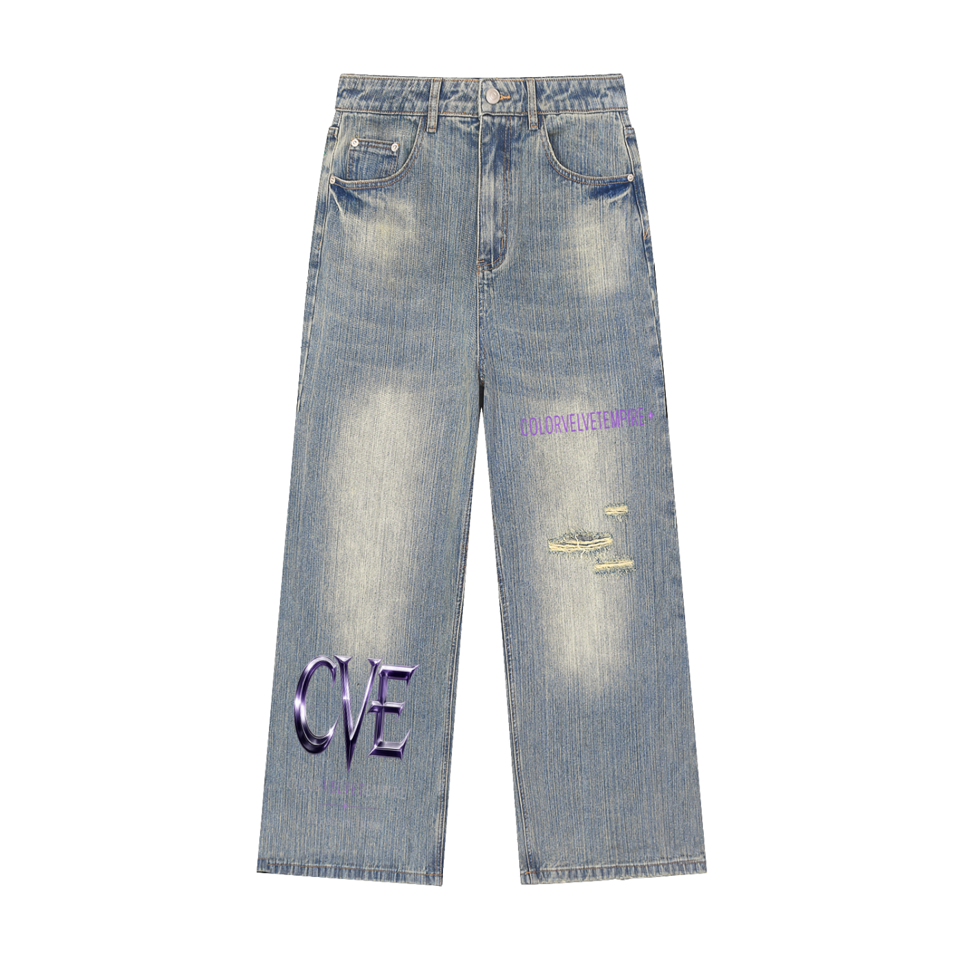 Vintage Wash Distressed Denim Jeans